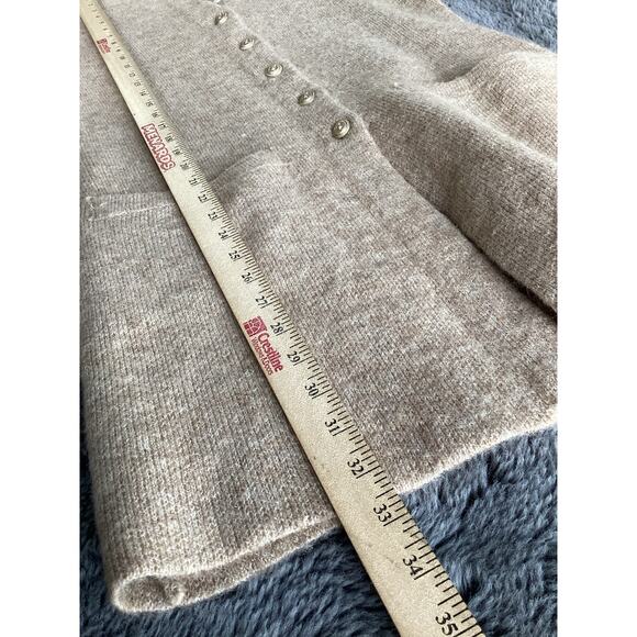 Adrienne Vittadini Women's Wool Duster Button Front Sweater Tan Size Small - Picture 8 of 9